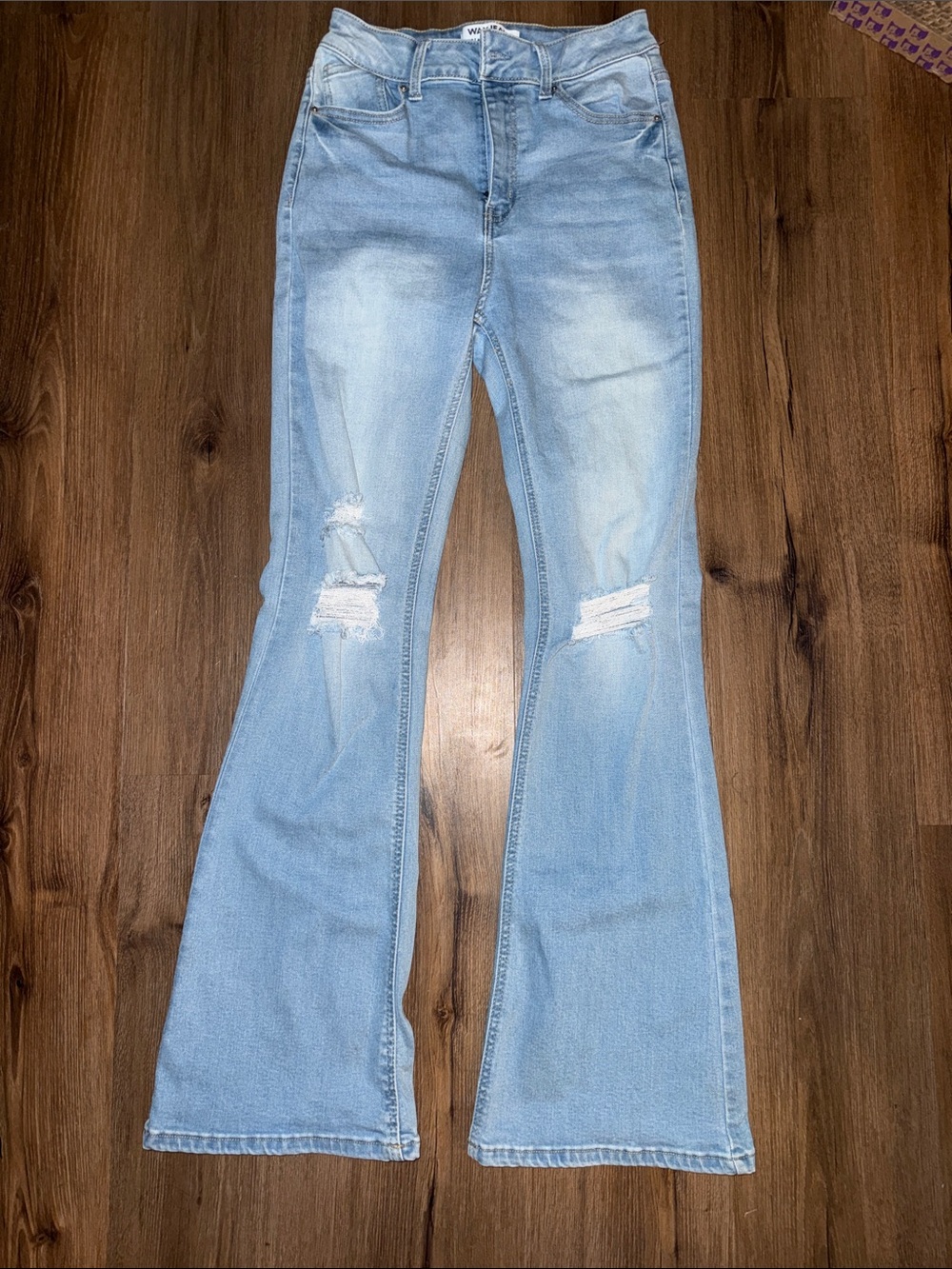 Wax Jean Light Blue Distressed Flare Jeans